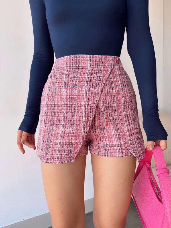 Kapaklı tüvit şort etek kırmızı - Image 1