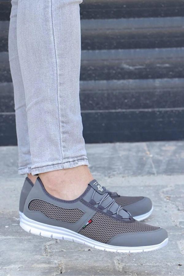 Kevın Füme Beyaz Rahat Taban Günlük Yürüyüş Koşu Erkek Sneaker Spor Ayakkabı KEVIN-5045 - Image 1