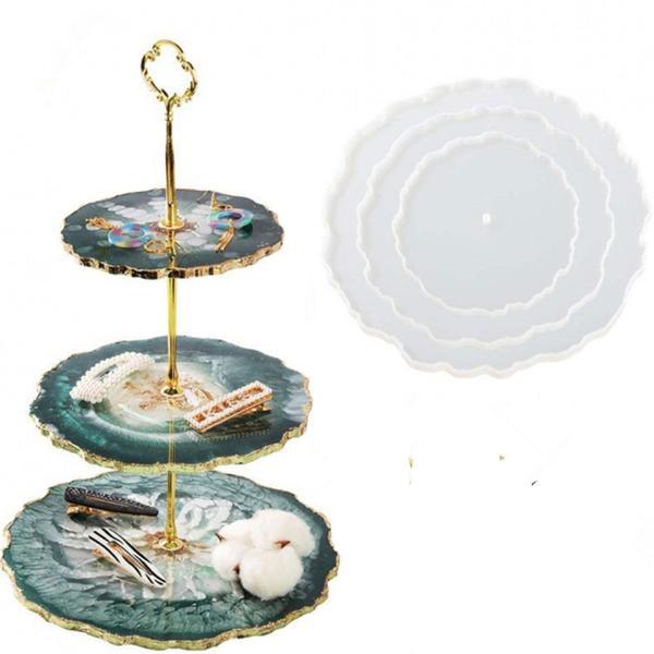 Epoksi Silikon Cupcake Standı Kalıp Yuvarlak 3 Lü Kek Standı - Image 1