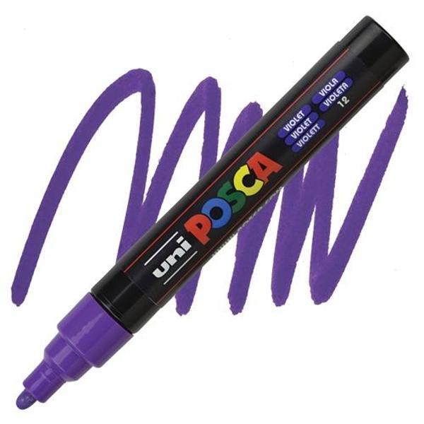 Uni-Ball Posca 1.8-2.5 Su Bazlı Poster Boyama Kalemi Markörü Mor Pc-5M (6 Lı Paket) - Image 1