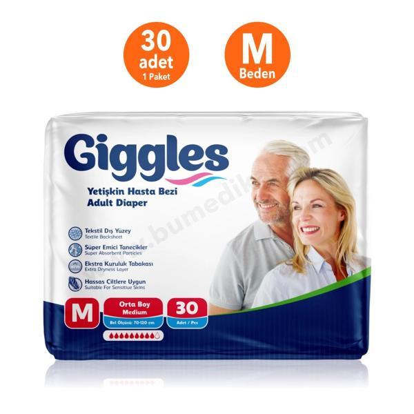 Giggles Yetişkin Bel Bağlamalı Hasta Bezi Medium - 30 Adet - Image 1