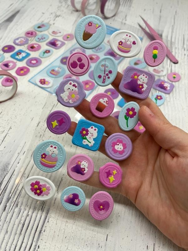 3D Kabartmalı 18 Adet Mavi Paket Mühür Desenli Sticker / Etiket / Çıkartma - Image 1