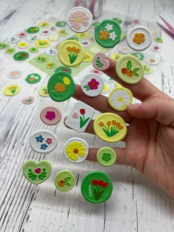 3D Kabartmalı 18 Adet Yeşil  Paket Mühür Desenli Sticker / Etiket / Çıkartma - Image 1