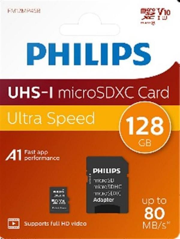Philips FM12MP45B/00 128GB Class10 UHS-I U1 TF Adaptörlü Micro SDXC Hafıza Kartı (2818) - Image 1