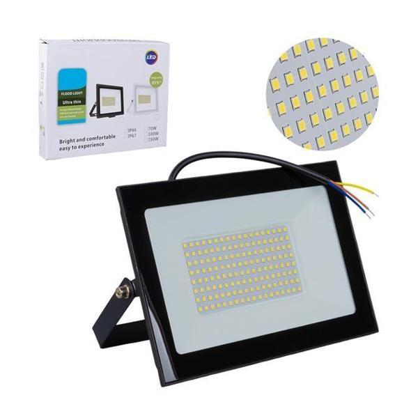 100 Watt - 220 Volt 6500K IP66 150* Işık Açısı Siyah Slim Kasa Beyaz Led Projektör (2818) - Image 1