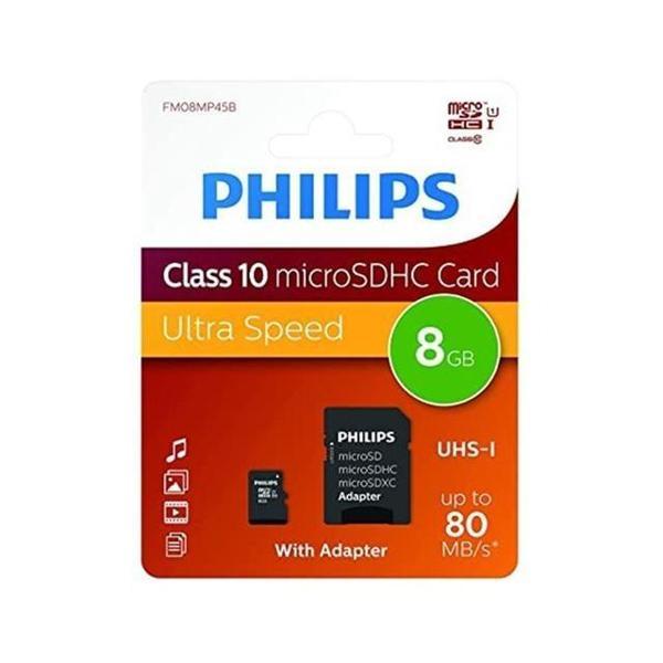 Philips FM08MP45B/00 8GB Class10 UHS-I U1 TF Adaptörlü Micro SDHC Hafıza Kartı (2818) - Image 1