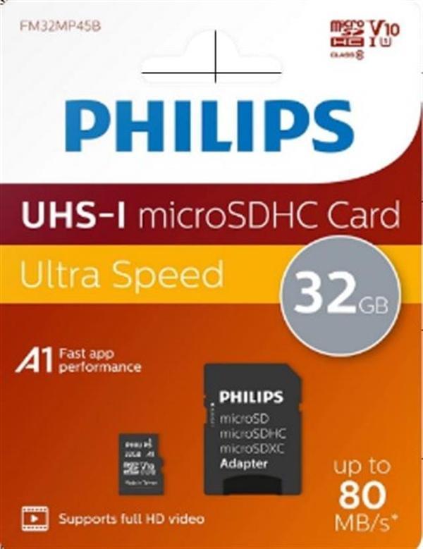 Philips FM32MP45B/00 32GB Class10 UHS-I U1 TF Adaptörlü Micro SDHC Hafıza Kartı (2818) - Image 1
