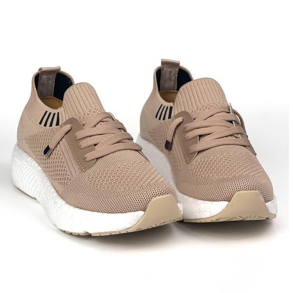Kadın  Bej Triko Günlük Rahat Ortopedik Terletmeyen Spor Sneaker Ayakkabı - Image 1