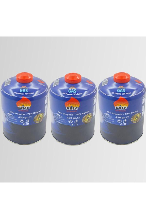 Golf Golf 3'Lü Set - Golf Butan Propan Kamp Gazı Valfli Kartuş 450 Gr - Image 1