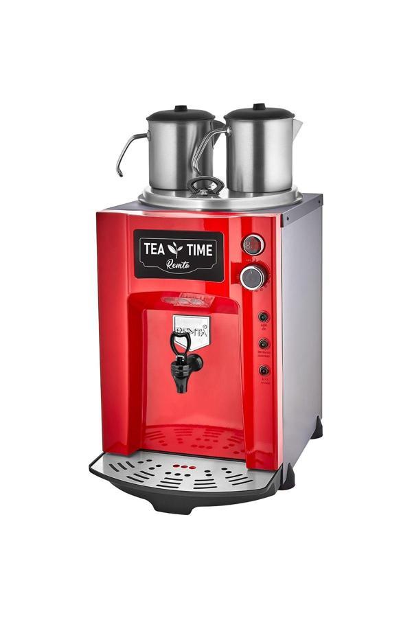 Remta De12P Elektrikli 2 Demlikli Premium Jumbo Çay Makinesi 15 Lt Kırmızı - Demlik Dahil - Image 1