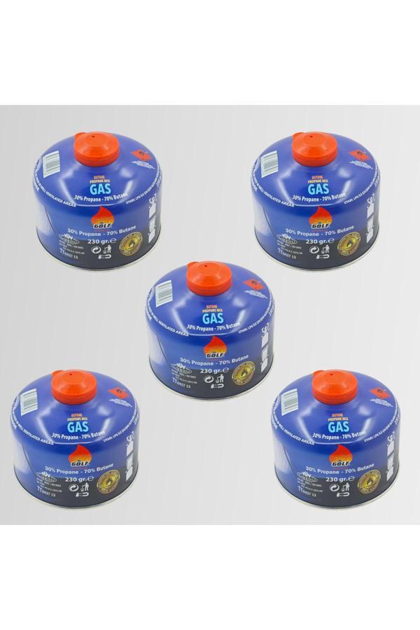 Golf 5'Li Set - Butan Propan Kamp Gazı Valfli Kartuş 230 Gr - Image 1