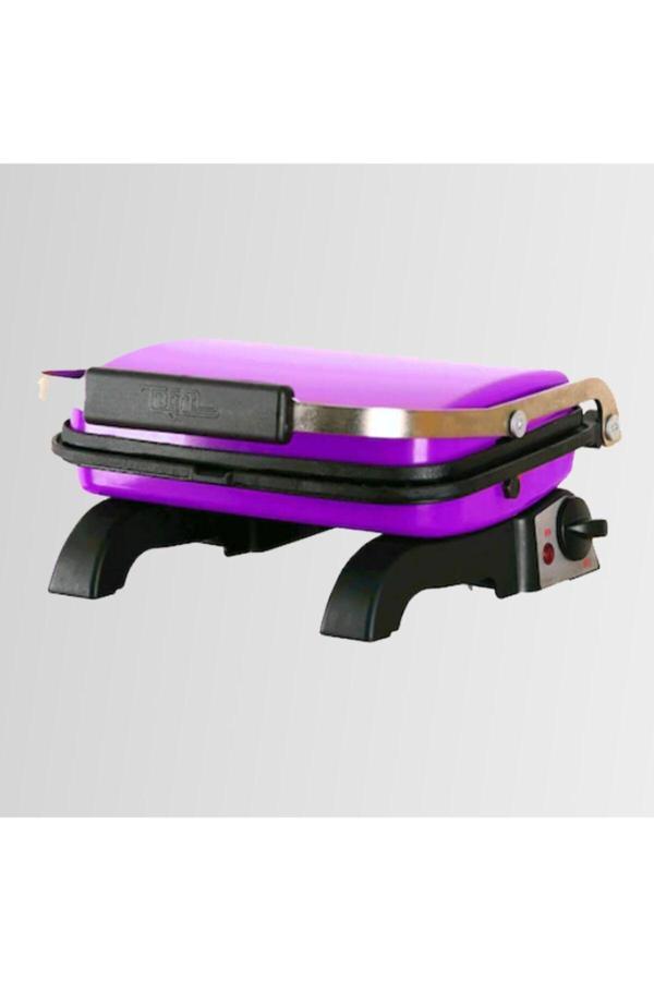 Tuğra Elektrikli Mor Döküm Mini Tost Makinesi Yanmaz Yapışmaz 8 Dilim (Temizleme Fırçası Hediyeli) - Image 1