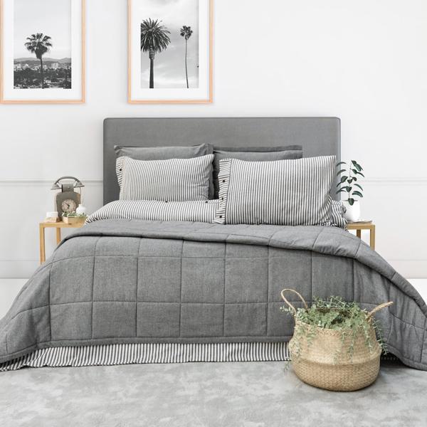 Schafer Home Loria Yatak Örtüsü Nevresim Seti 7 Parça-Antrasit - Image 1