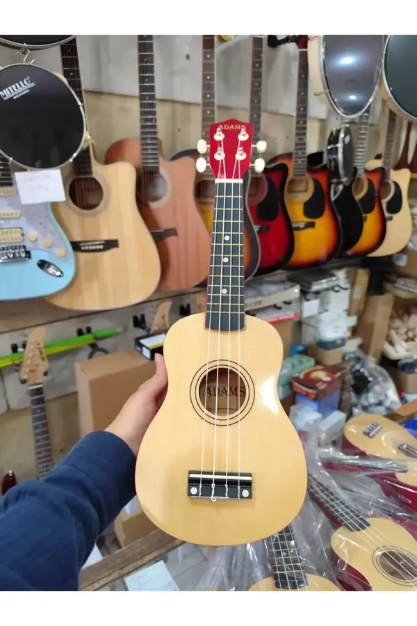Soprano Ukulele Naturel/Kırmızı 4 Telli Çocuk Ukulele - Image 1