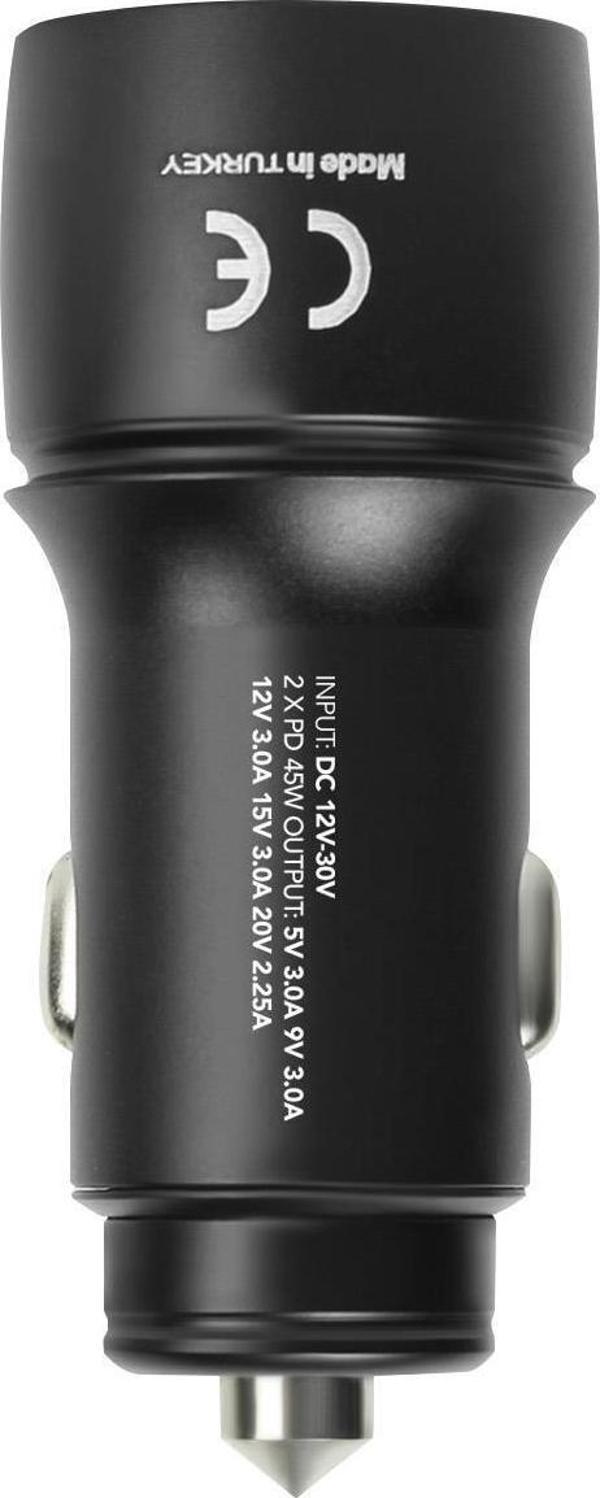 Powerway 45W Çift Type c Girişli Pd Ultra Hızlı Araç Şarj Aleti CC45 - Image 1