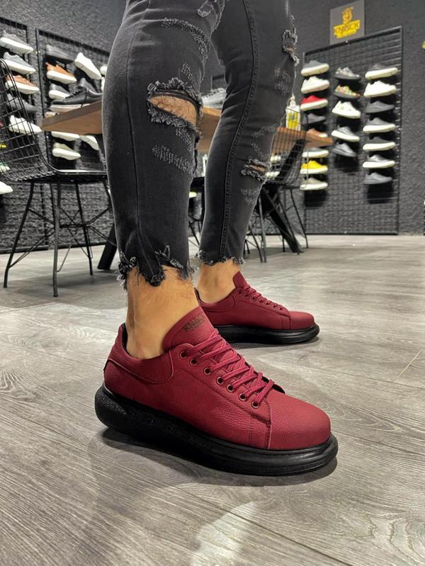 Knack Yüksek Taban Günlük Ayakkabı 045 Bordo (Siyah Taban) - Image 1