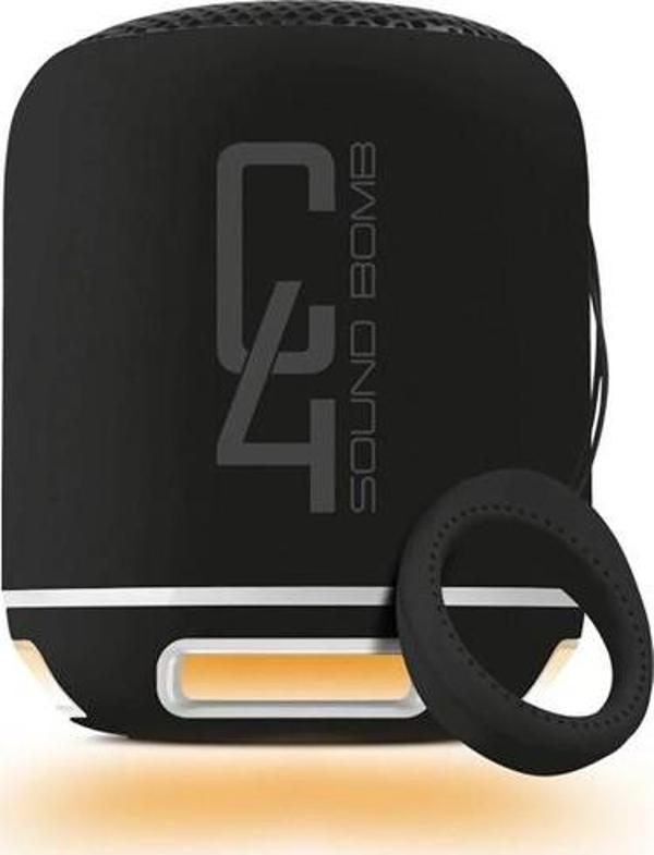 Powewray Siyah C4 Taşınabilir Bluetooth Hoparlör Ses Bombası Sese Duyarlı Led Işık - Image 1