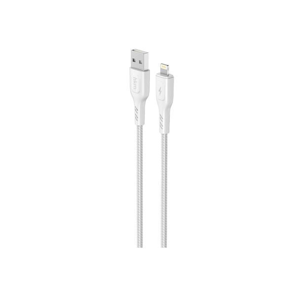hkm tech KNIT 2A Çıkış, USB-A to Lightning Şarj ve Data Aktarım Kablosu, Örgü Tasarım, 1 metre - Image 1