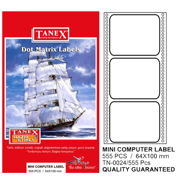 TANEX SÜREKLİ FORM ETİKET 555 Lİ 64X100 TN 0024 - Image 1