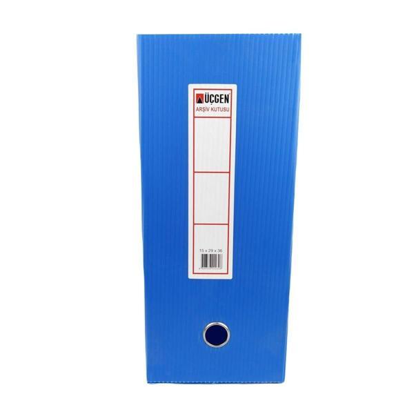 Üçgen Proje Kutusu Plastik Lastikli Geniş 24x32x9 Mavi - Image 1