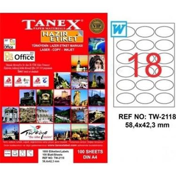 Tanex TW-2118 58,4mmx42,3mm Etiket 100YP - Image 1