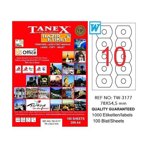 TANEX 3177 LASER CD ETİKETİ 78x54.5mm 10x100 ADET - Image 1