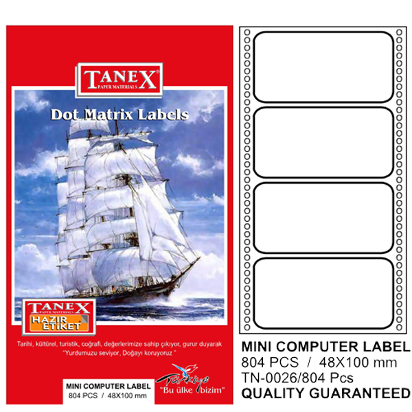 Tanex Sürekli Form Etiket 804 LÜ 48x100 - Image 1