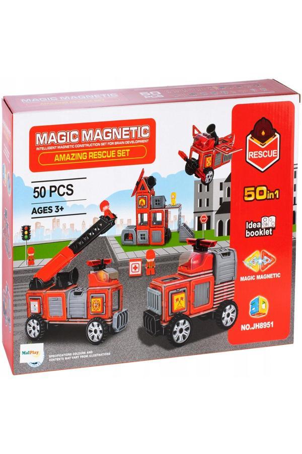 Linea Kzlky Magnetik Puzle Itfaiye Yarış Arabası Karışık Set Serisi 50 Prç - Image 1