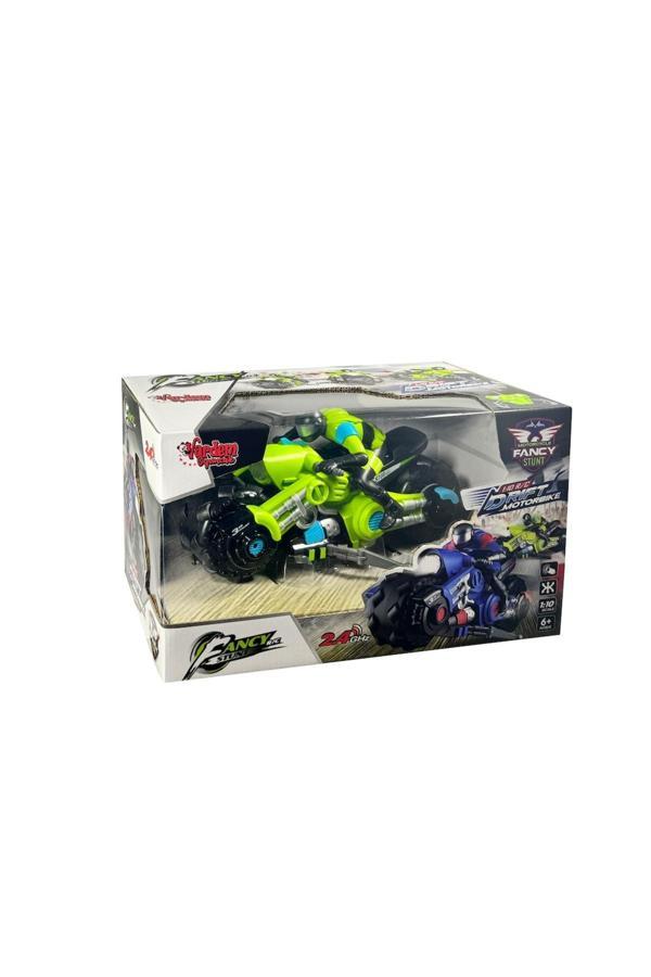 Vardem Oyuncak Vardem Uzaktan Kumandalı Full Fonksiyon 2.4G Şarjlı 1:10 Drift Motosiklet Yeşil - Image 1