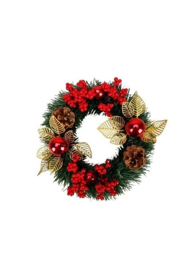 Leva House Yılbaşı Kapı Süsü Kapı Çelengi 24 Cm Yılbaşı Çelenk - Image 1