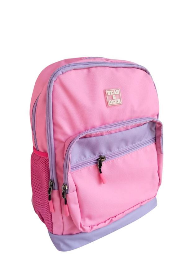 Bear & Deer School Çift Göz Sırt Çantası Pembe Bd-Cn0238 - Image 1