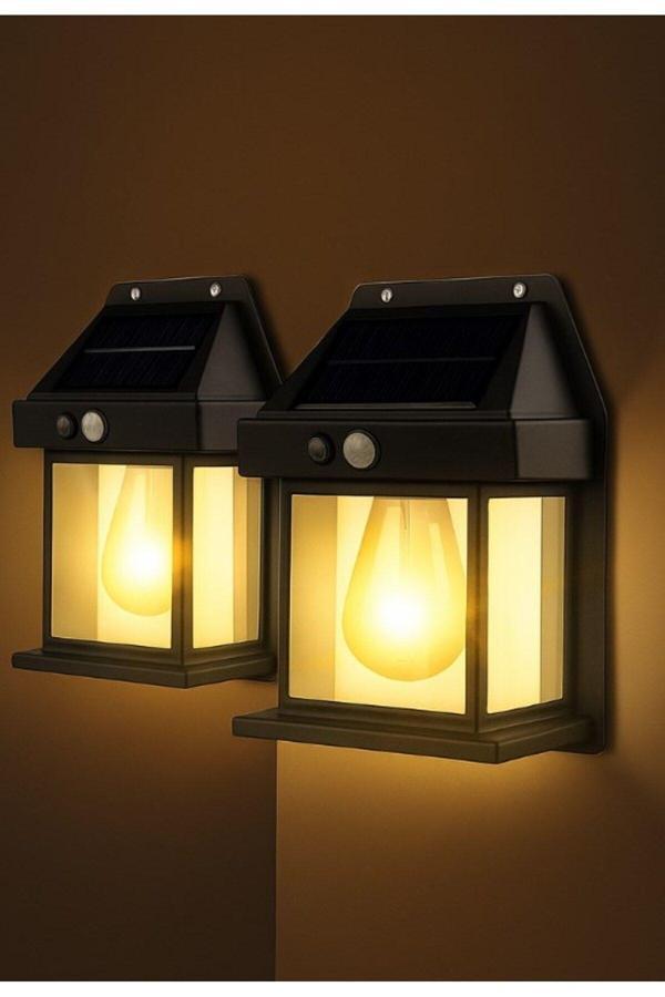 Güneş Enerjili Hareket Sensörlü Bahçe Led 3 Mod'lu Sensörlü 2 Adet Bahçe Led Ampul Büyük Boy 3 Modlu - Image 1