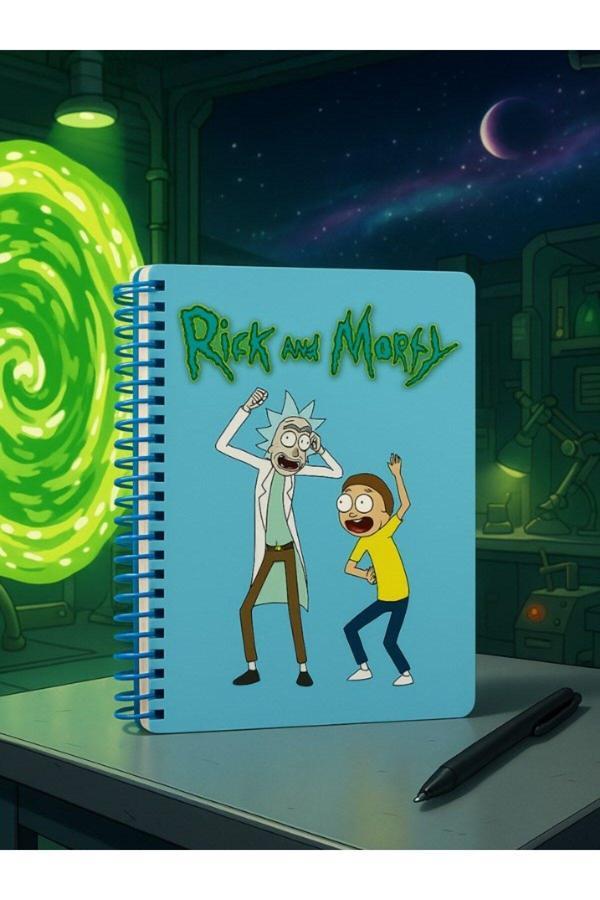 Öğrenci ve Ofis Kullanımı İçin Uygun Rick and Morty Temalı Spiralli Kareli Defter 80 Yaprak - Image 1