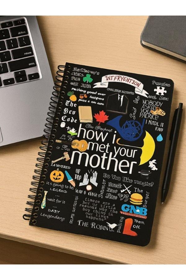Öğrenci ve Ofis Kullanımı İçin Uygun How I Met Your Mother Temalı Spiralli Çizgili Defter 80 Yaprak - Image 1