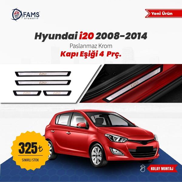 Hyundai i20 Uyumlu 2008-2014 Krom Kapı Eşiği 4 Parça Paslanmaz Çelik - Image 1