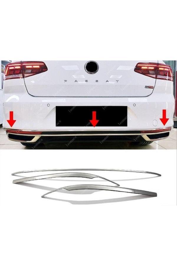 VW Passat B8,5 Krom Arka Tampon Alt Çıta 3 Parça 2019> Paslanmaz Çelik - Image 1