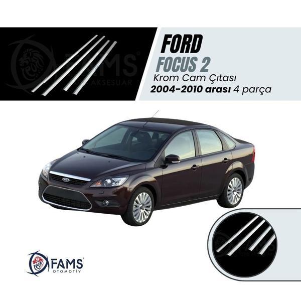 Focus 2 Sedan Krom Cam Çıtası 4 Prç. 2004 - 2010 Paslanmaz Çelik - Image 1