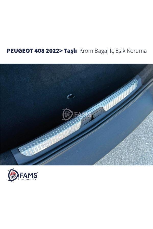 Peugeot 408 Krom Bagaj İç Eşik Koruma 2022> Taşlı Paslanmaz Çelik - Image 1
