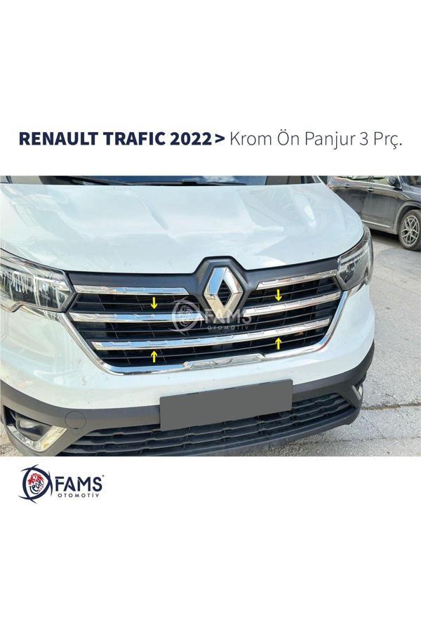 RENAULT TRAFIC Krom Ön Panjur 3 Prç. 2022>  Paslanmaz Çelik - Image 1