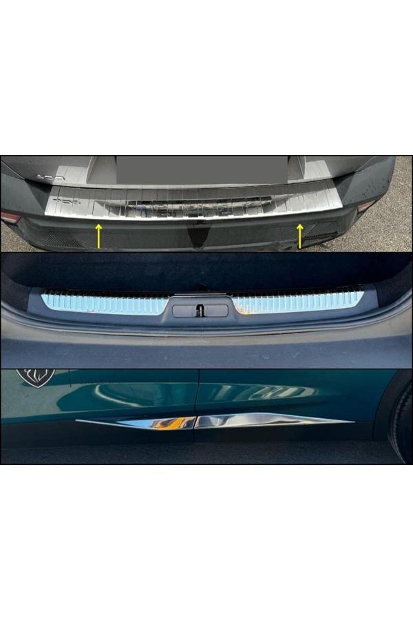 Peugeot 408 Krom Set 2022> 6 Parça Paslanmaz Çelik (Yan Kapı Çıtası + Arka Tampon + Bagaj İç Eşiği) - Image 1