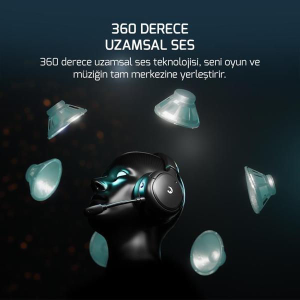 GamePower Aero Ultra Siyah Triple Mode (Kablosuz/Bluetooth/2.4G) Gaming (Oyuncu) Kulaklık - Image 1