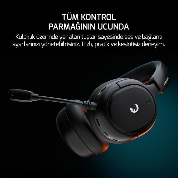 GamePower Aero Ultra Siyah Triple Mode (Kablosuz/Bluetooth/2.4G) Gaming (Oyuncu) Kulaklık - Image 1