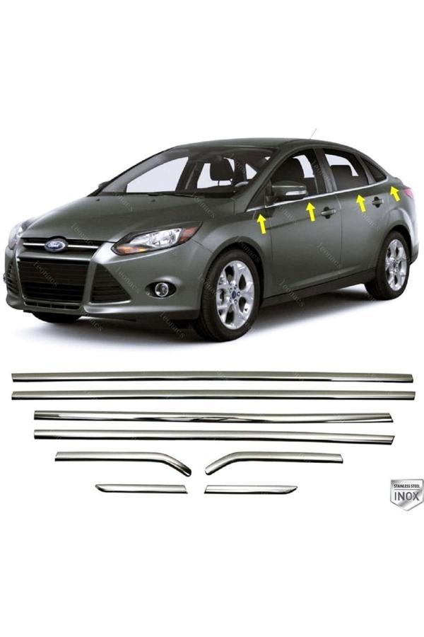 Focus 3 Sedan Krom Cam Çıtası 8 Parça 2010-2018 Uyumlu Arası Paslanmaz Çelik - Image 1