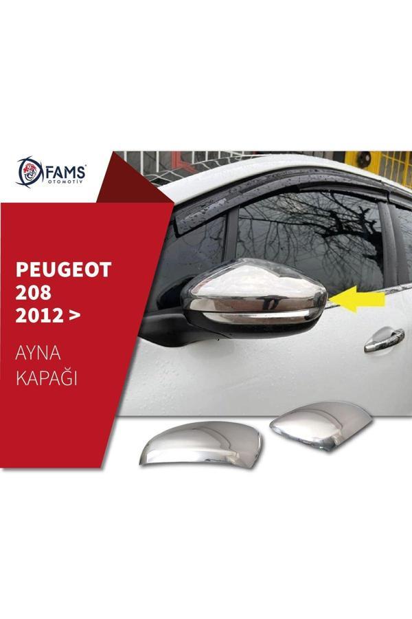 Peugeot 208 Krom Ayna Kapağı 2 Parça 2012 Ve Üzeri Paslanmaz Çelik - Image 1