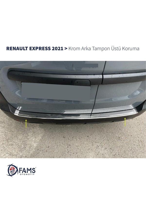 Renault Express Krom Arka Tampon Üstü Koruma 2021> Paslanmaz Çelik - Image 1