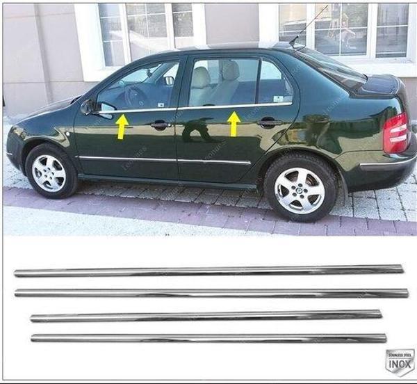 Skoda Fabia Sedan Krom Cam Çıtası 4 Prç. 1999-2008 Arası Paslanmaz Çelik - Image 1