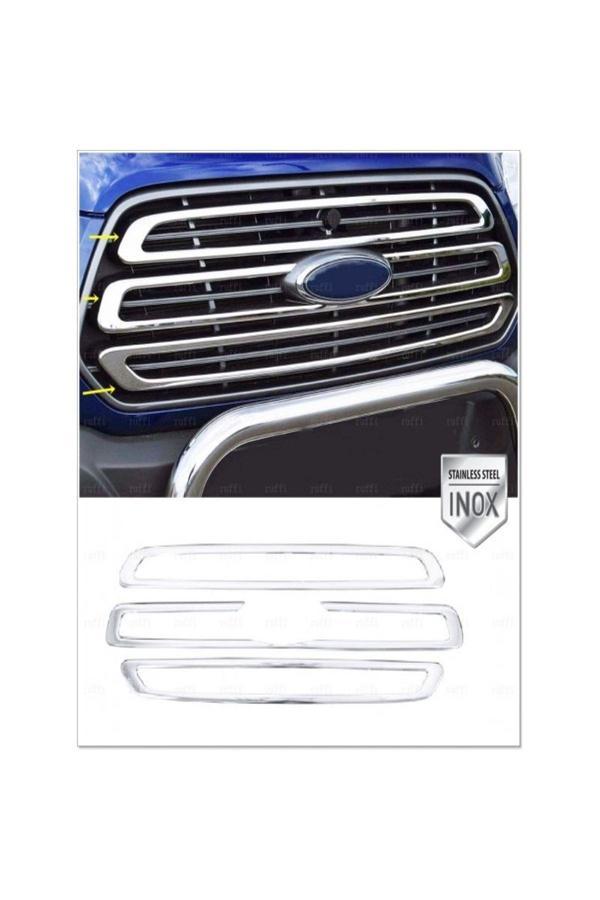 Ford Transit Krom Ön Panjur 3 Parça 2013-2019 Paslanmaz Çelik - Image 1