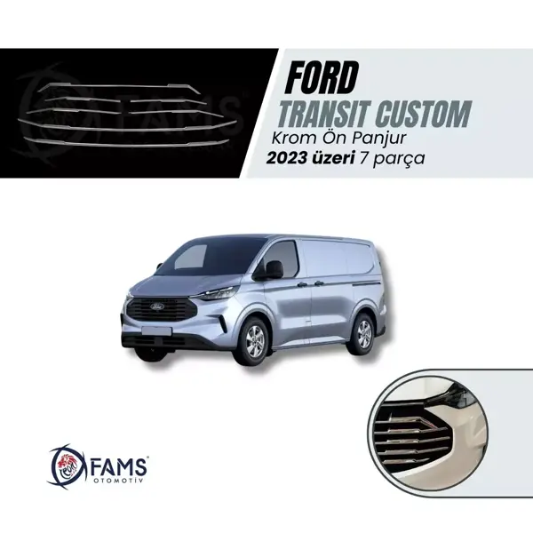 Ford Transit Custom 2023 > Ön Panjur 7 Parça Paslanmaz Çelik - Image 1