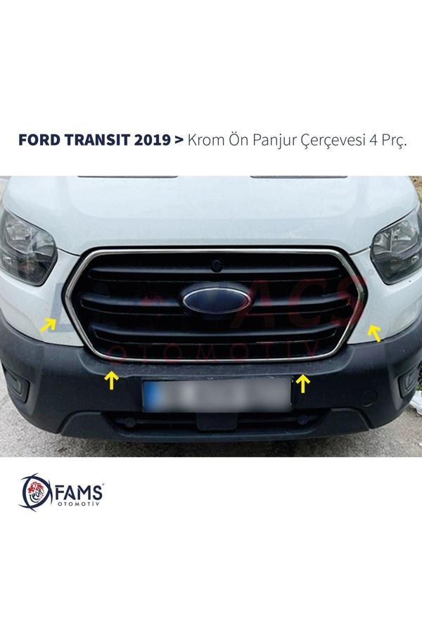 Ford Transit Krom Ön Panjur Çerçevesi 4 Parça 2019 Üzeri Paslanmaz Çelik - Image 1