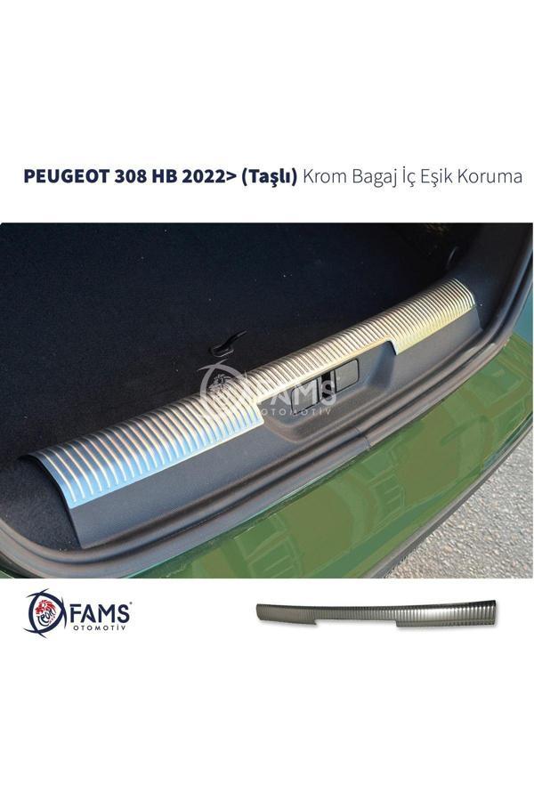PEUGEOT 308 HB Bagaj İç Eşik Koruma 2022> Paslanmaz Çelik (Taşlı) - Image 1
